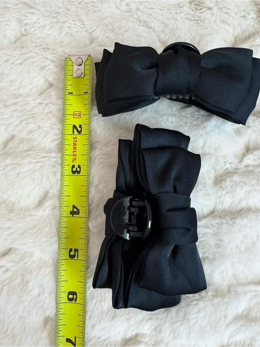 Black Bow Hair Claw Clip 2 Piece Set - Classic Satin Style